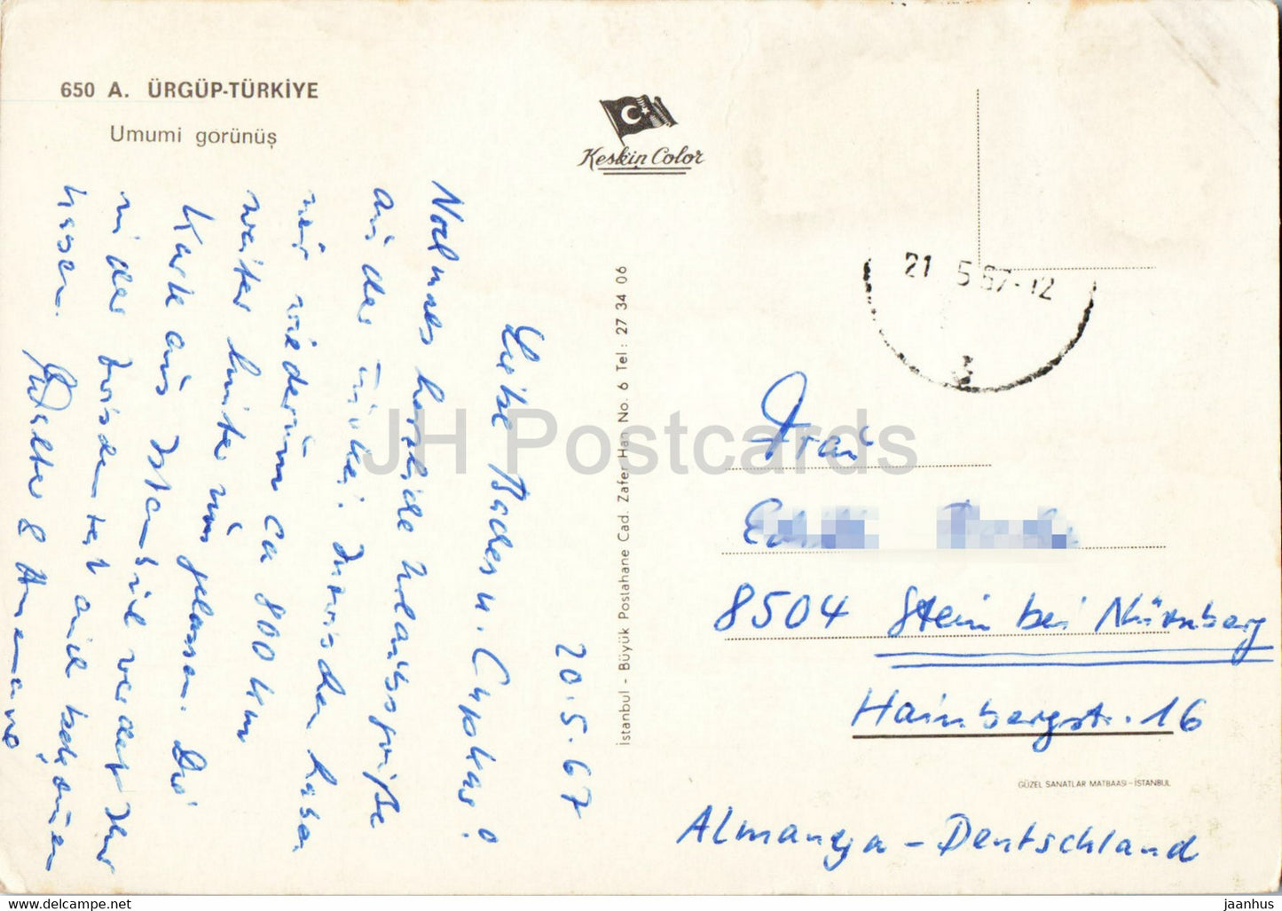 Urgup - General view - Keskin - 1967 - Turkey - used