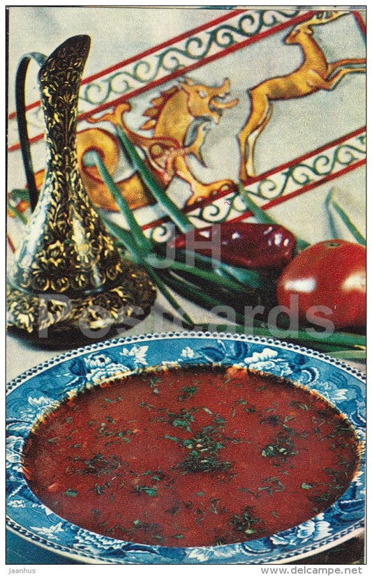 Tomato Soup - Georgian Cuisine - dishes - Georgia - 1972 - Russia USSR - unused - JH Postcards