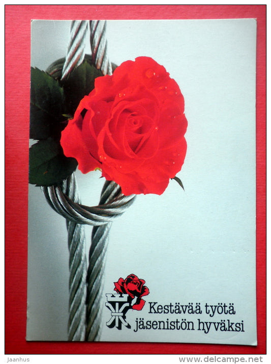 Greeting Card - rose - flowers - 1986 - Finland - used - JH Postcards