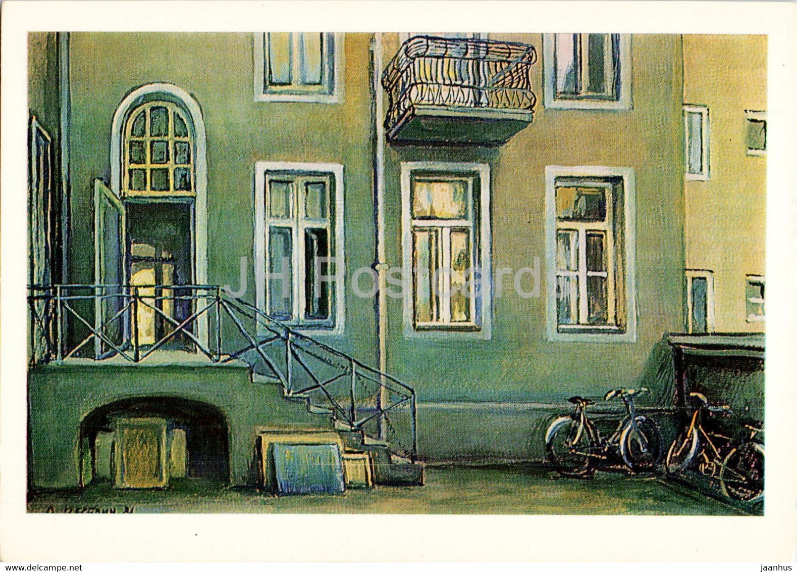 Lenin in Munchen - Munich - Kaiserstrasse 53 - courtyard - illustration - 1988 - Germany - unused - JH Postcards
