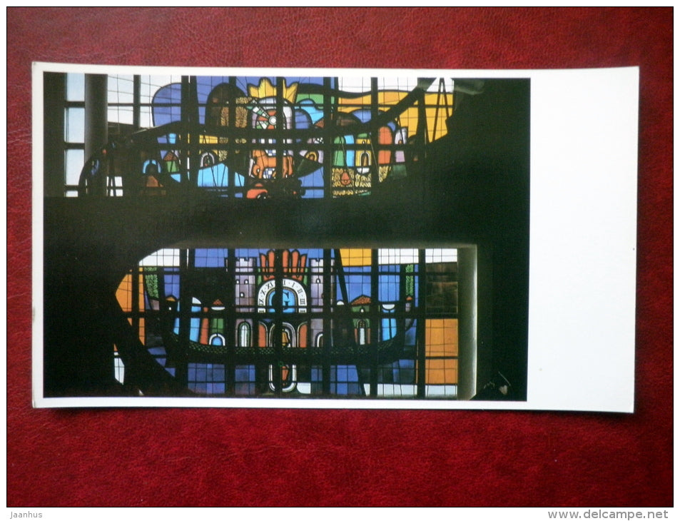 Stained glass panels in the restaurant Galve - Trakai - 1981 - Lithuania USSR - unused - JH Postcards