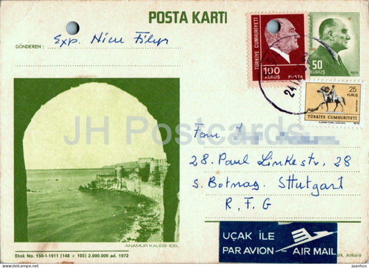 Anamur Kalesi - Icel - castle - 150 - 1973 - Turkey - used - JH Postcards