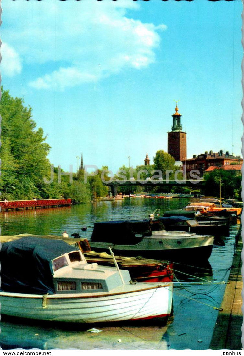 Stockholm - Klara sjo med Stadshuset - boat - 130/76 - Sweden - unused - JH Postcards