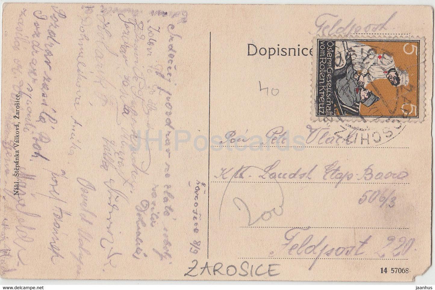 Pozdrav ze Zarosic - Zarosice - Feldpost - carte postale ancienne - République tchèque - utilisé