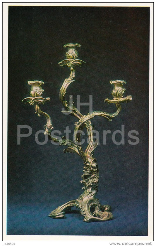 Chased Silver Parcel-Gilt Candelabrum , France - Western European Silver from Hermitage - 1982 - Russia USSR - unused - JH Postcards