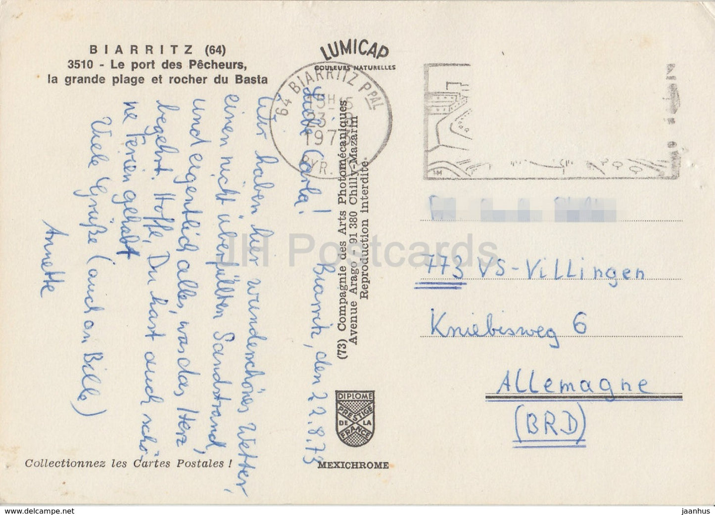 Biarritz - Le Port des Pecheurs - la grande Plage - port - beach - 64 - France - 1973 - used