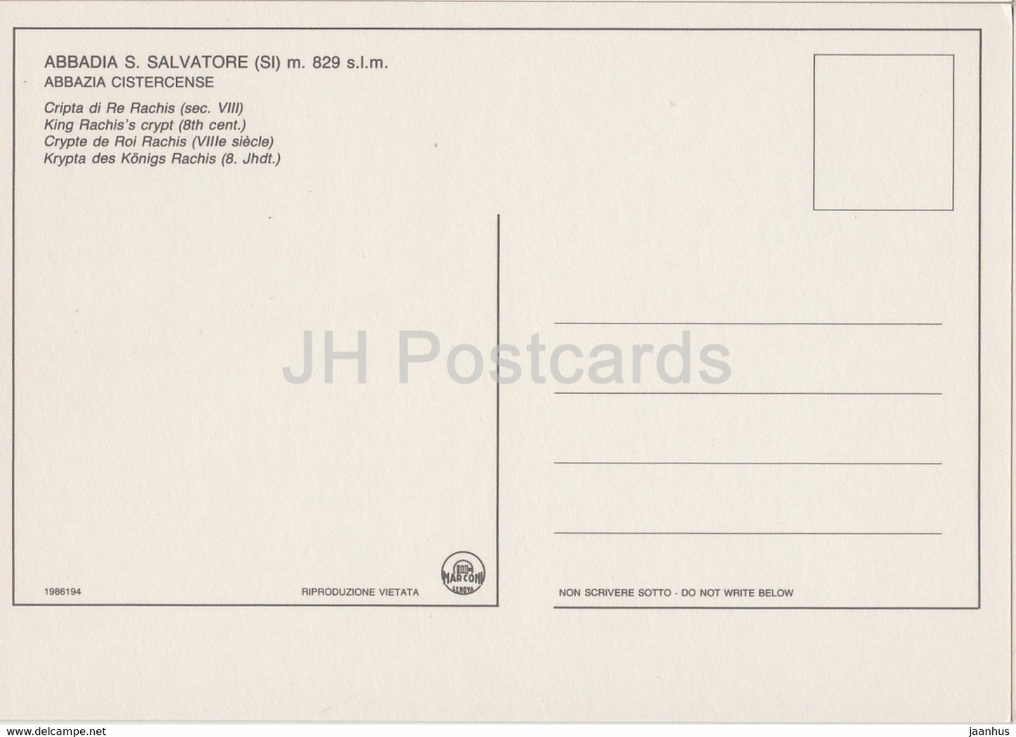 Abbazia Cistercense - Abbadia S Salvatore - Cripta di Re Rachis - Cistercian Abbey - Italy - Italia - unused