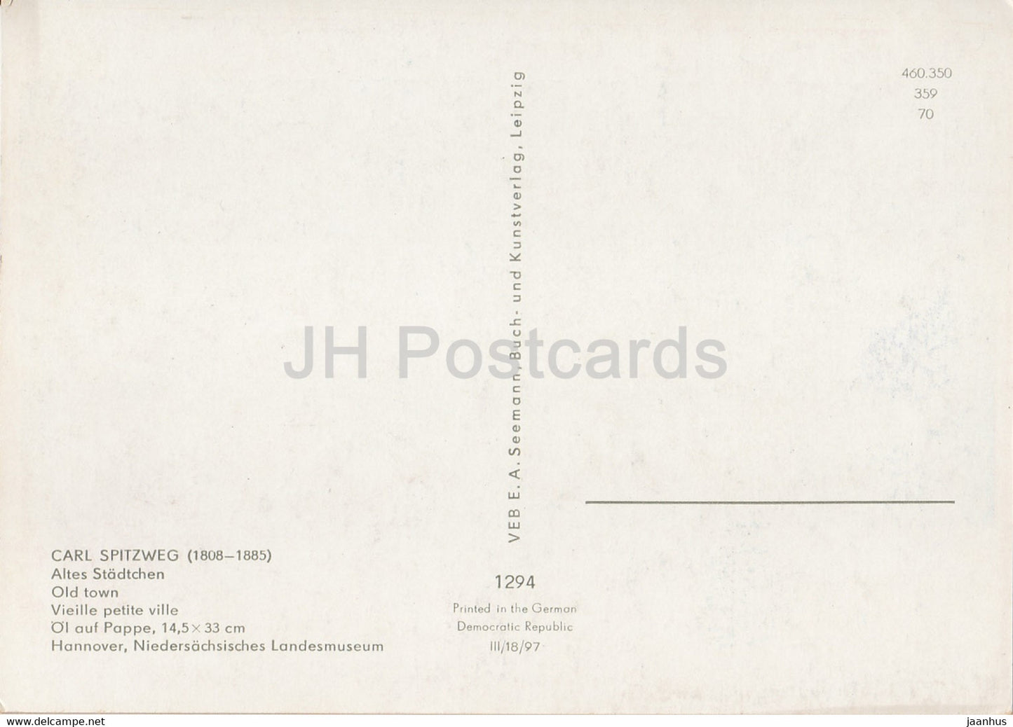 painting by Carl Spitzweg - Altes Stadtchen - Old Town - 1294 - German art - Germany DDR - unused