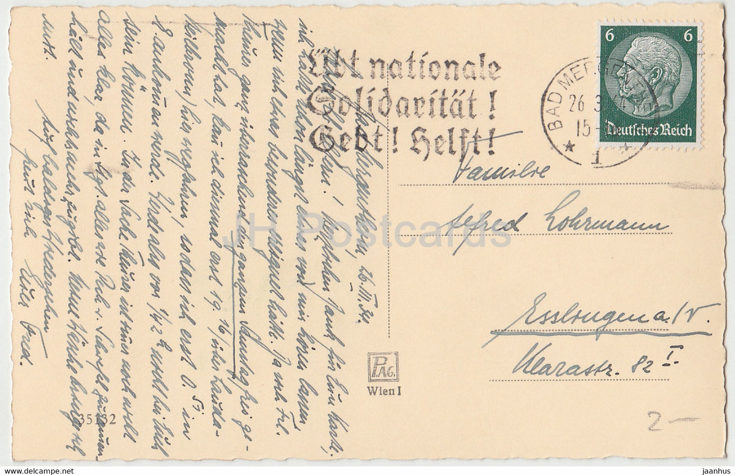 Ostergrußkarte - Gesegnete Ostern - Landstraße - 35132 - alte Postkarte - 1934 - Österreich - gebraucht