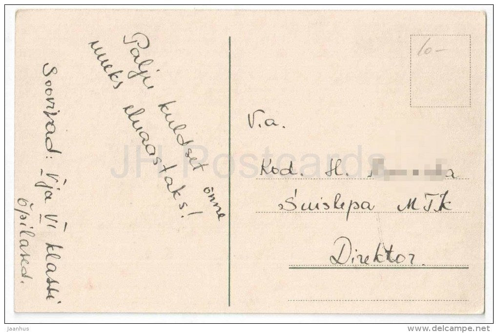 Birthday Greeting Card - Roses - T.E.K. - old postcard - circulated in Estonia - JH Postcards