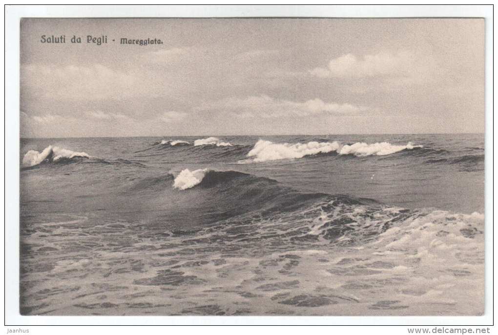 Mareggiata - Saluti da Pegli - palm - 7089 - Edit. Graziosi Gerolamo - old postcard - Italy - unused - JH Postcards