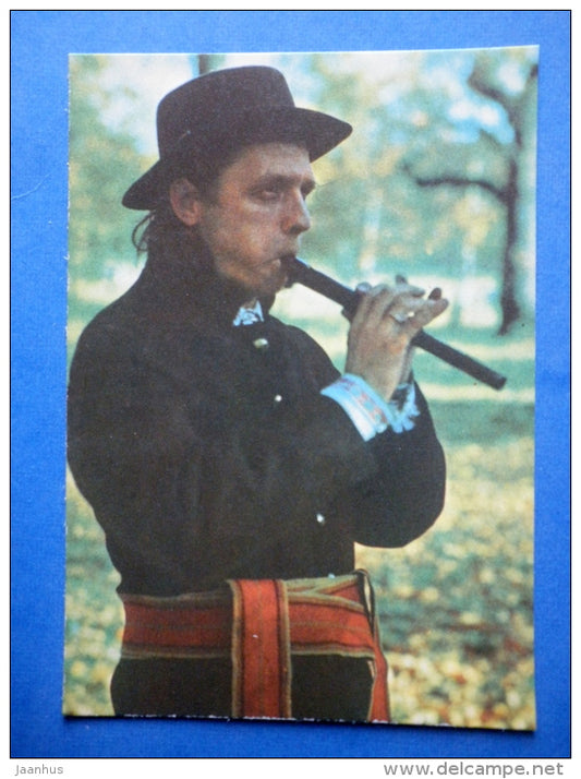 Fife - Estonian folk instruments - folk costume - 1979 - Estonia USSR - unused - JH Postcards