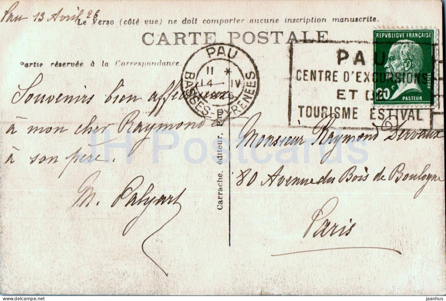 Pau - Le Chateau Henri IV - Fassade Principale - Schloss - 187 - alte Postkarte - 1926 - Frankreich - gebraucht 