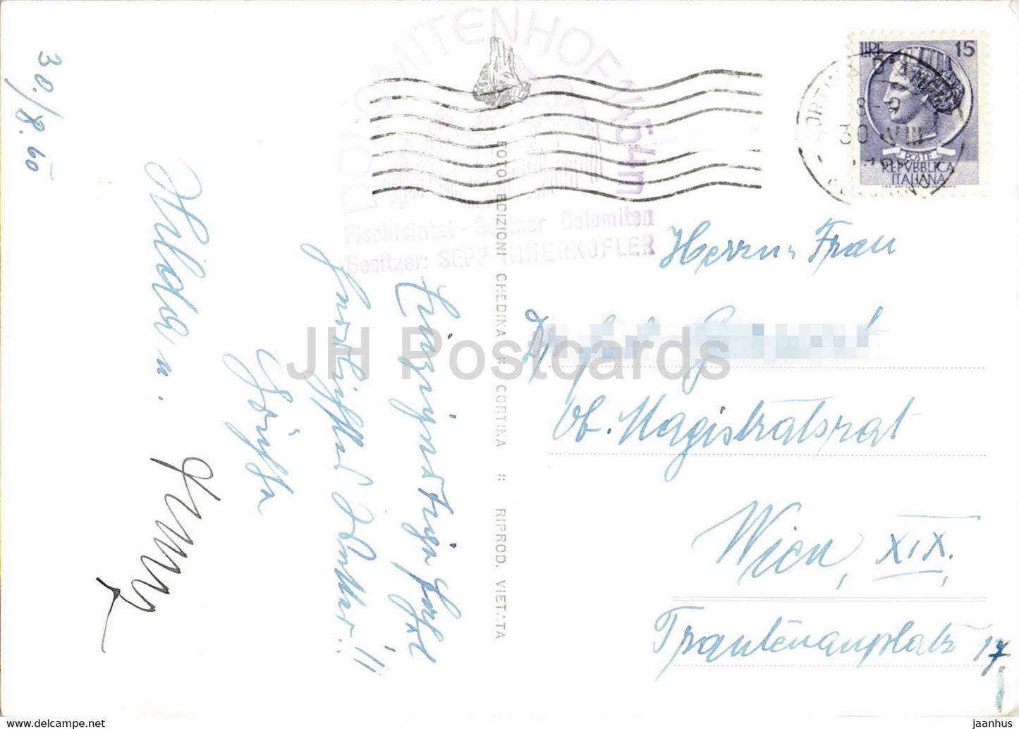 Val Fiscalina - Hotel Dolomiti 1450 - Fischleintal - Hotel Dolomitenhof - 17-55 - 1960 - Italy - used