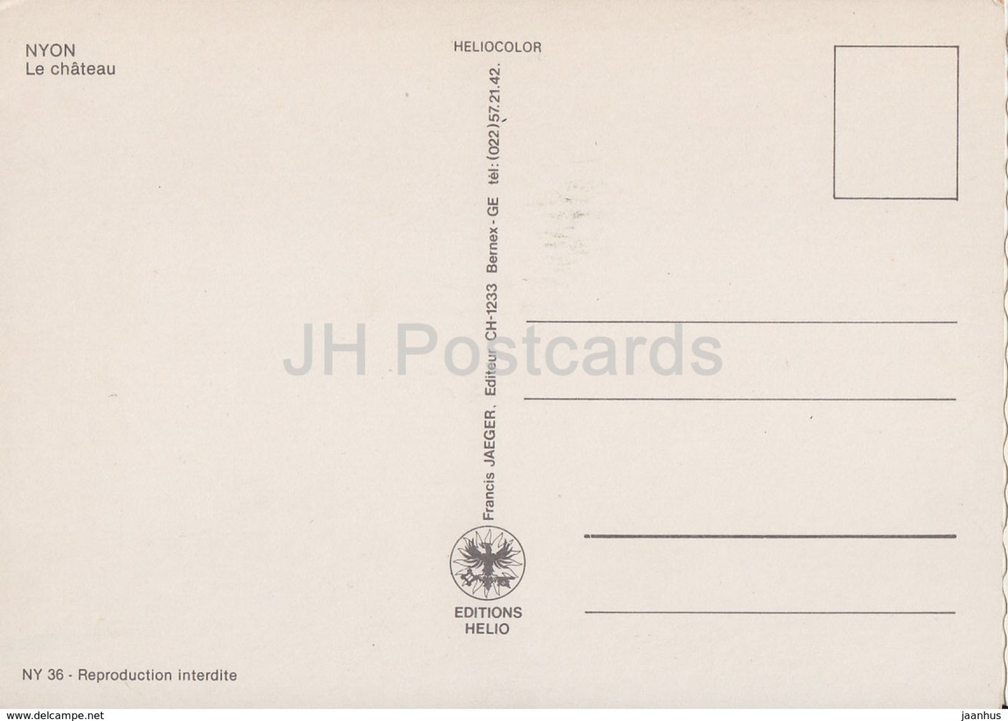 Nyon - Le Chateau - château - NY 36 - Suisse - inutilisé