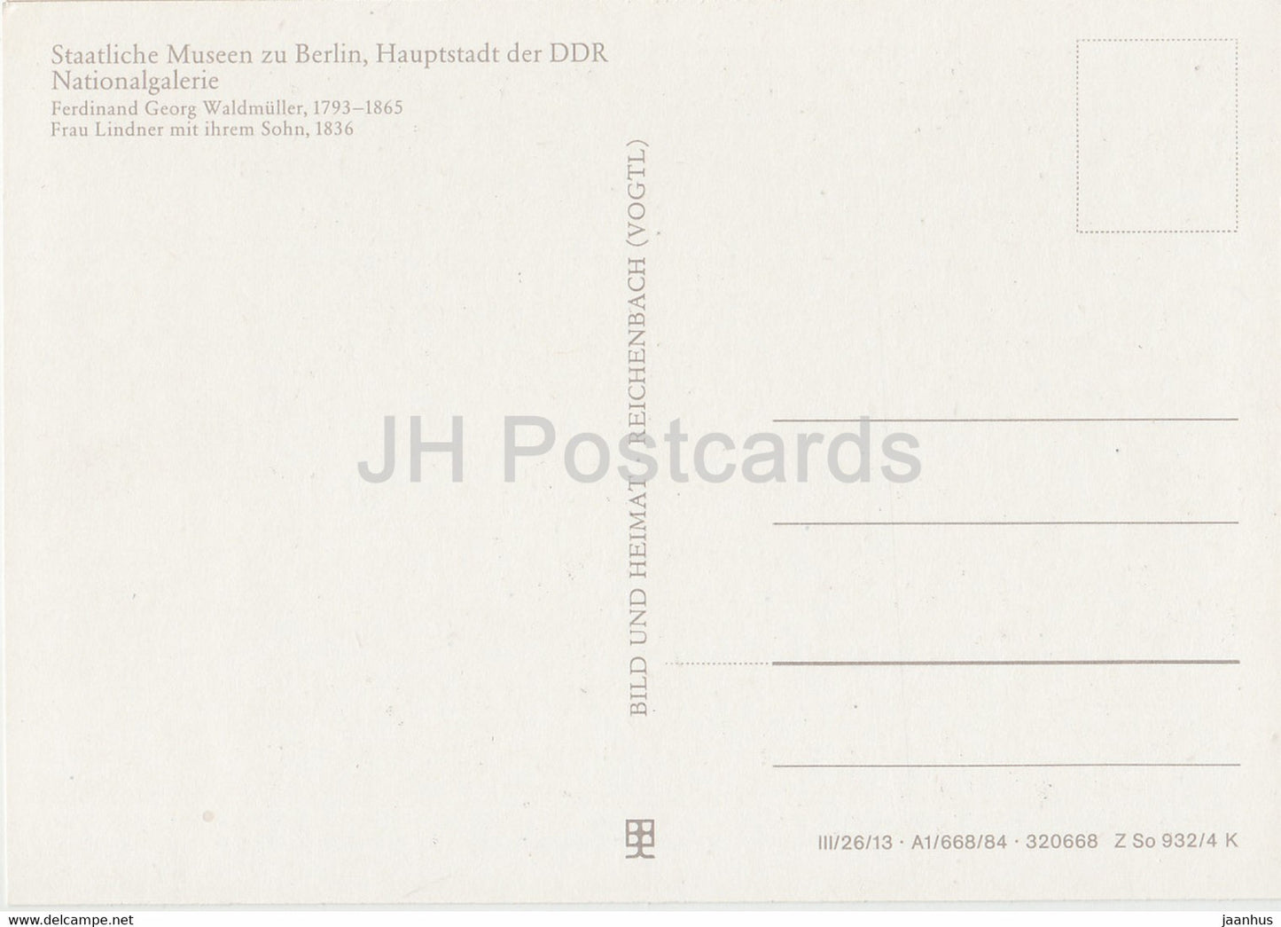 painting by Ferdinand Georg Waldmuller - Frau Lindner mit Ihrem Sohn - German art - DDR Germany - unused