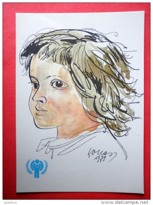 illustration by E. Okas - Child - 1979 - Estonia USSR - unused - JH Postcards