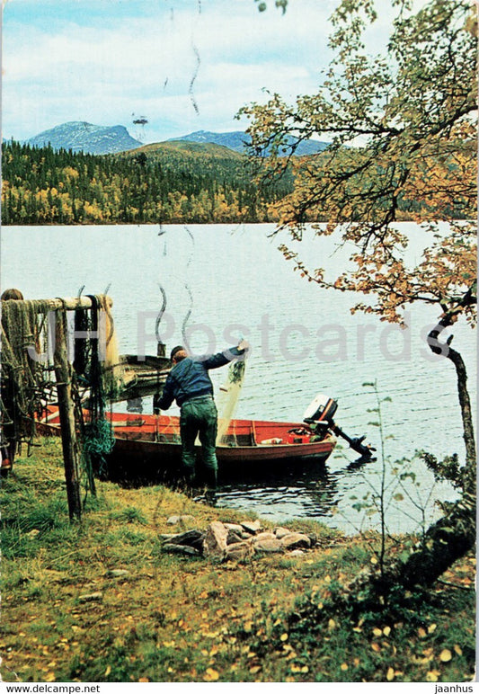 Norrland - Fargernas Land - fishing boat - 1975 - Sweden - used - JH Postcards