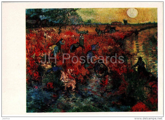 painting by Vincent van Gogh - The Red Vineyard in Arles , 1888 - dutch art - unused - JH Postcards