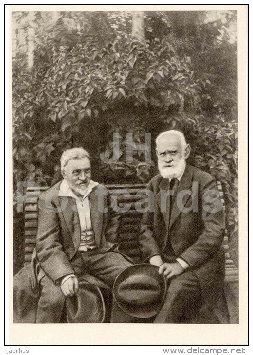 Repin and Pavlov , 1924 - painter Ilya Repin Memorial Home "Penates" - Penaty - 1963 - Russia USSR - unused - JH Postcards