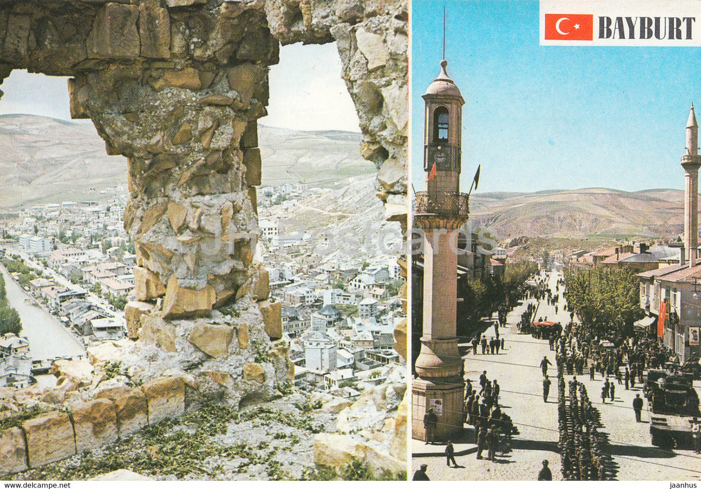 Bayburt - General view from the castle ruins and Cumhuriyet Street - 1987 - Turkey - used - JH Postcards
