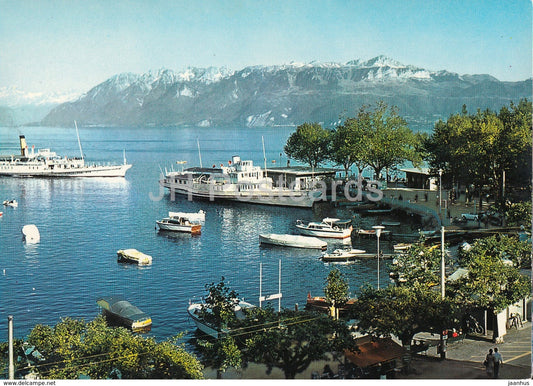 Lausanne Ouchy - Le Lac Leman et le Grammont - ship - 1990 - Switzerland - used - JH Postcards