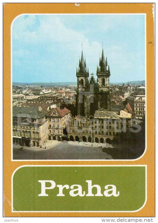 Old Town Square - Tyn cathedral - Praha - Prague - Czechoslovakia - Czech - used 1984 - JH Postcards