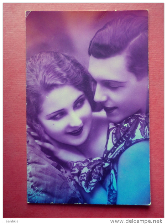 man and woman - couple - Fotocelere 1324 - France - circulated in Estonia - JH Postcards