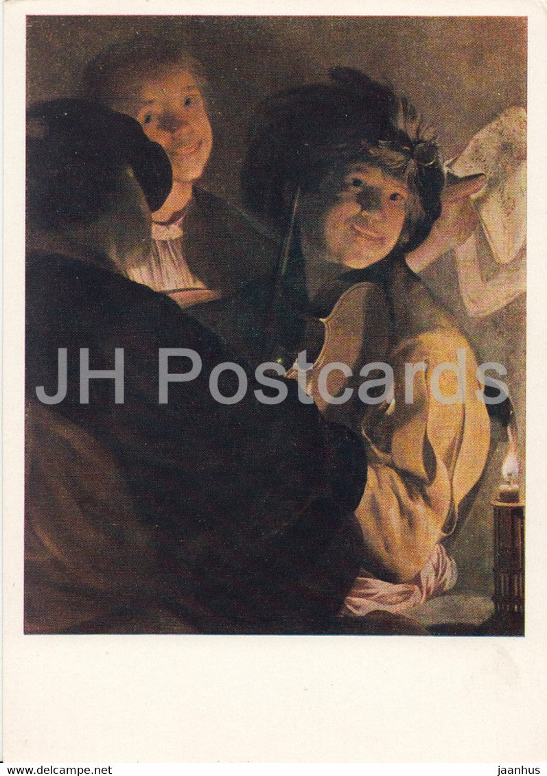 painting by Hendrick ter Brugghen - Concert - violin - Dutch art - Russia USSR - unused - JH Postcards