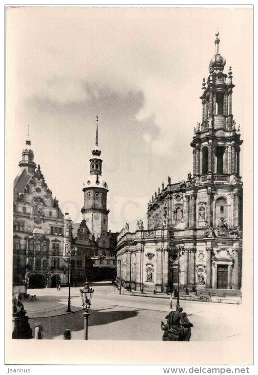 Kath. Hofkirche vor der Zerstörung - church - Dresden - Germany - DDR - unused - JH Postcards