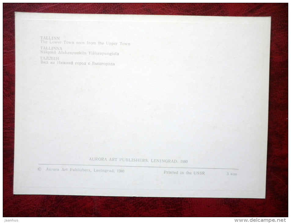 the Lower Town seen from the Upper Town  - Tallinn - 1980 - Estonia - USSR - unused - JH Postcards