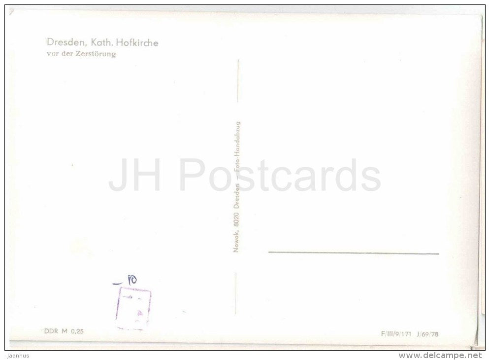 Kath. Hofkirche vor der Zerstörung - church - Dresden - Germany - DDR - unused - JH Postcards