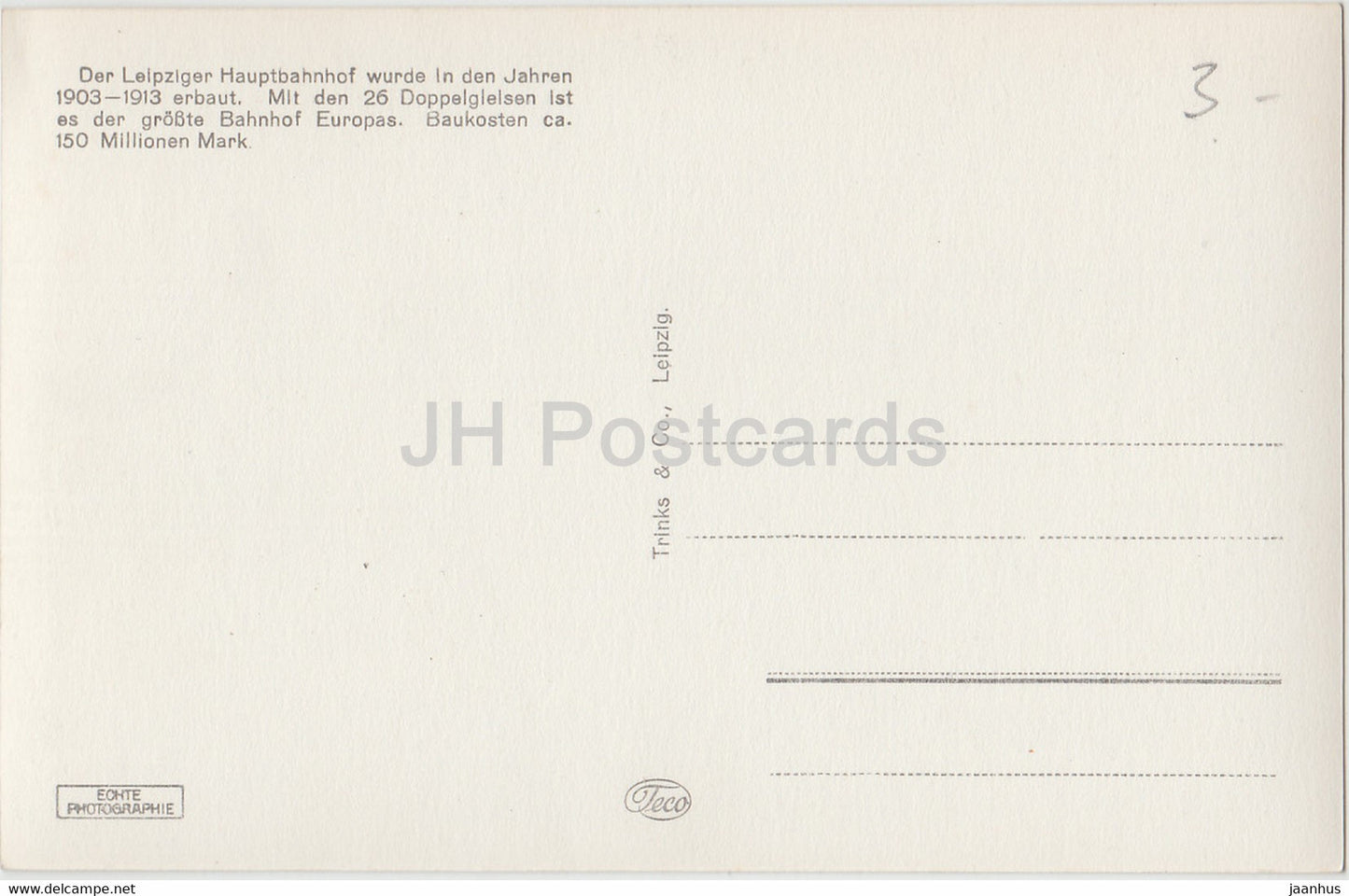 Reichsmessestadt Leipzig - Hauptbahnhof - Bahnhof - Straßenbahn - alte Postkarte - Deutschland - unbenutzt