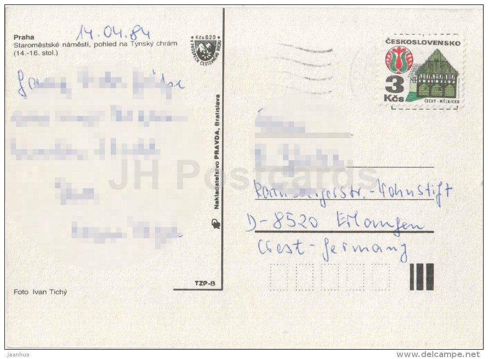 Old Town Square - Tyn cathedral - Praha - Prague - Czechoslovakia - Czech - used 1984 - JH Postcards