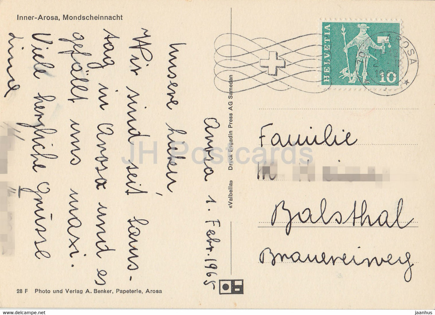 Inner Arosa Mondscheinnacht - 1965 - Suisse - occasion