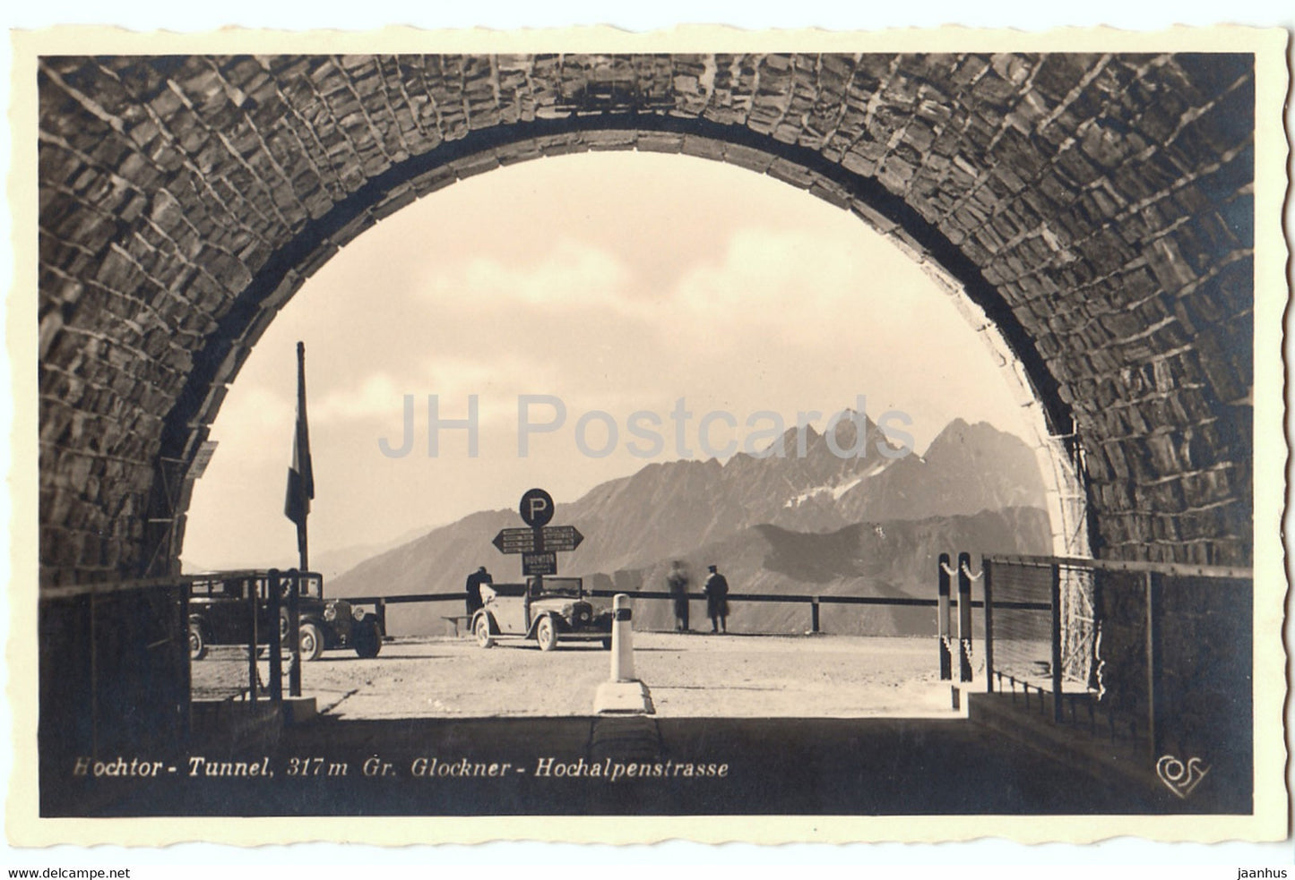 Hochtor Tunnel 317 m - Gr Glockner - Hochalpenstrasse - old car - old postcard - 1938 - Austria - unused - JH Postcards