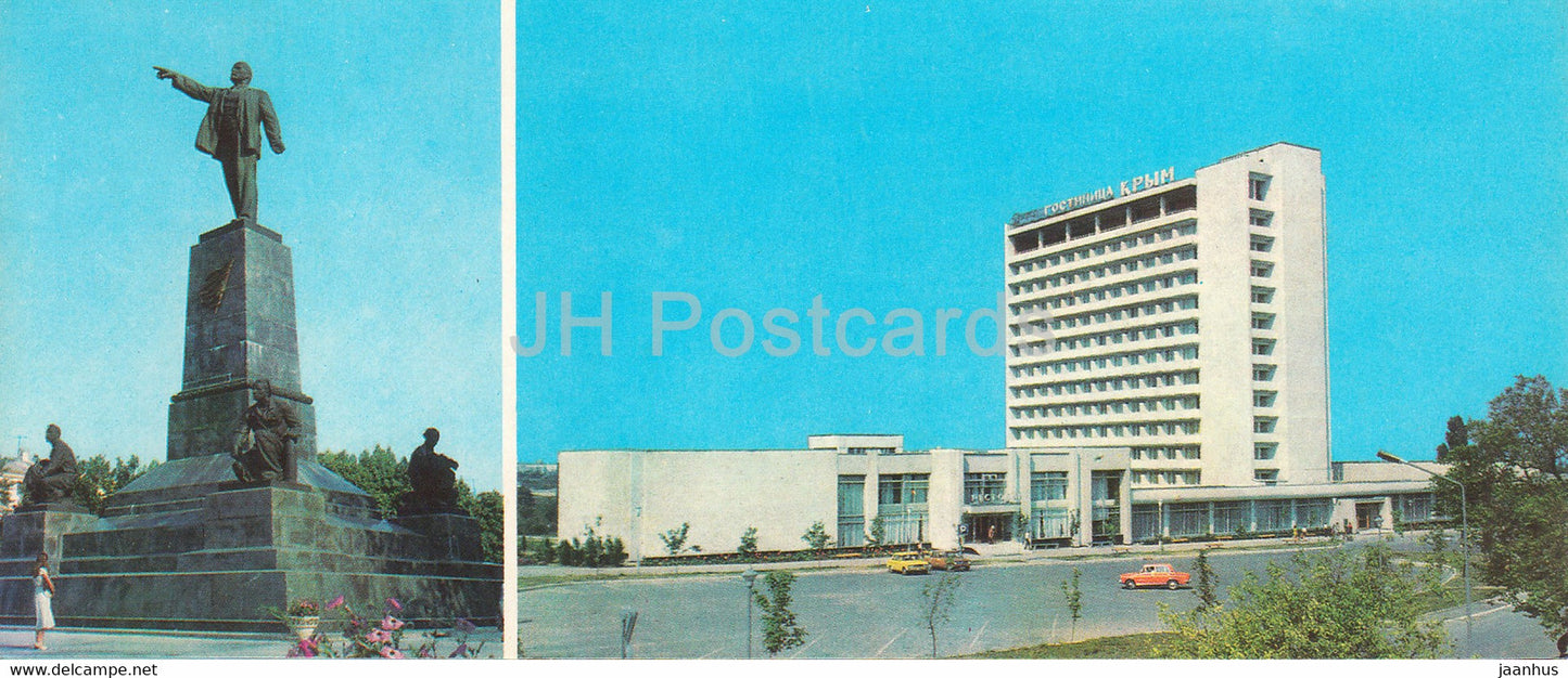 Sevastopol - monument to Lenin - tourist hotel Krym - Crimea - 1983 - Ukraine USSR - unused - JH Postcards