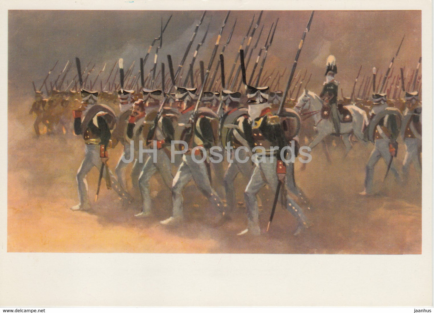illustration by A. Nikolayev - war - War and Peace by L. Tolstoy - large format card 1974 - Russia USSR - unused - JH Postcards