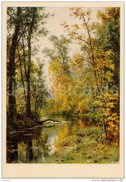 painting by I. Shishkin - Autumn Landscape . Park in Pavlovsk , 1888 - Russian art - 1977 - Russia USSR - unused - JH Postcards