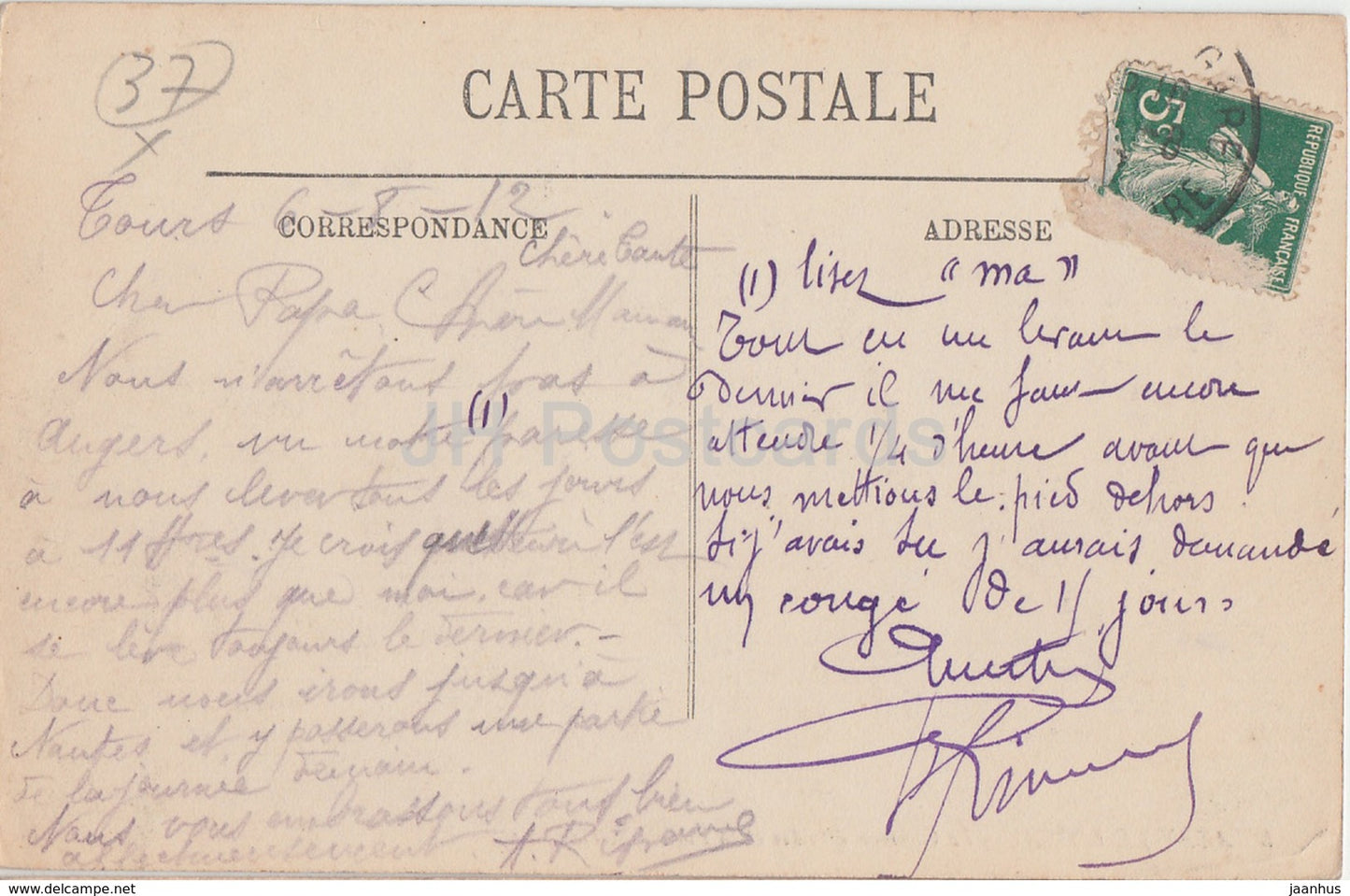 Azay Le Rideau - Le Château d'Indre et la Facade Meridionale - château - 5 - carte postale ancienne - 1912 - France - utilisé