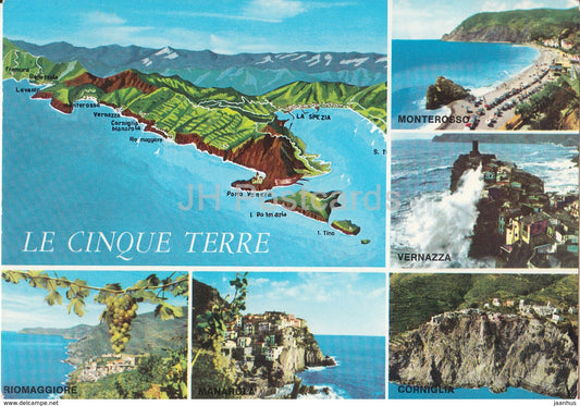Le Cinque Terre - Riomaggiore - Manarola - Monterosso - Vernazza - Corniglia - Italy - 1969 - used - JH Postcards