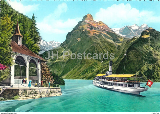 Tellskapelle am Vierwaldstattersee mit Gitschen und Urirotstock - ship - 538 - 1964 - Switzerland - used - JH Postcards