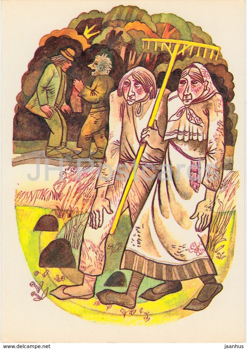 illustration by I. Raudsepp - Puulane and Tohtlane - Estonian Fairy Tales - 1979 - Estonia USSR - unused - JH Postcards