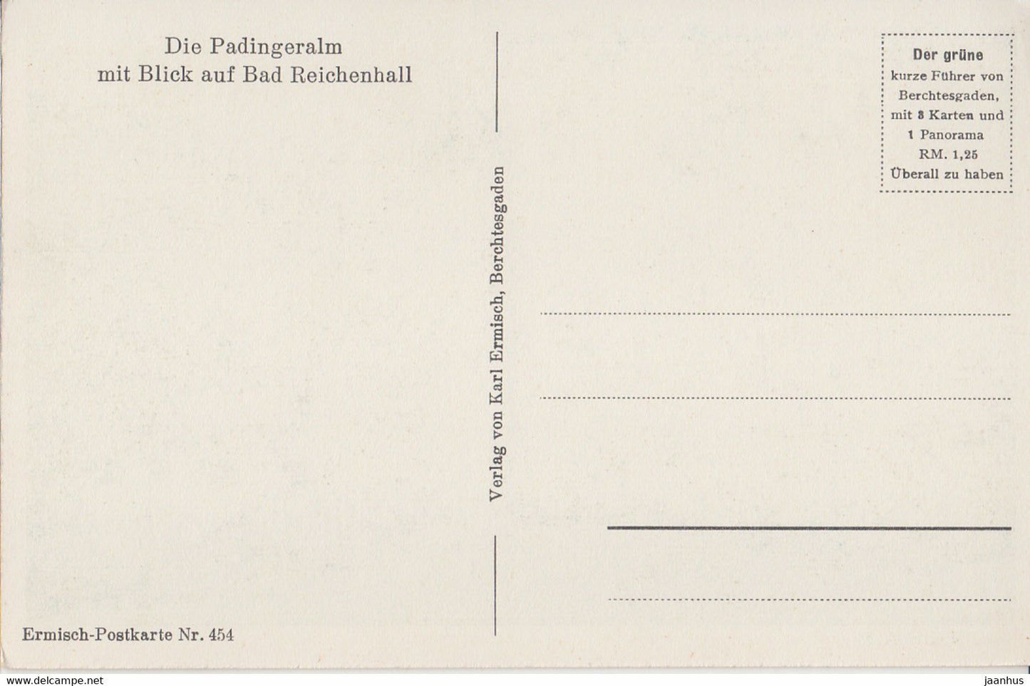 Padinger Alm - Die Padingeralm mit Blick auf Bad Reichenhall - old postcard - 454 - Germany - unused