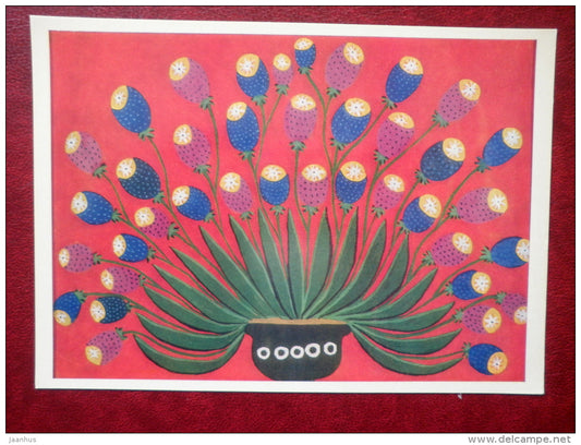Indoor Poppies by M. Priymachenko - Ukraine craftsmen of decorative painting - 1973 - Ukraine USSR - unused - JH Postcards