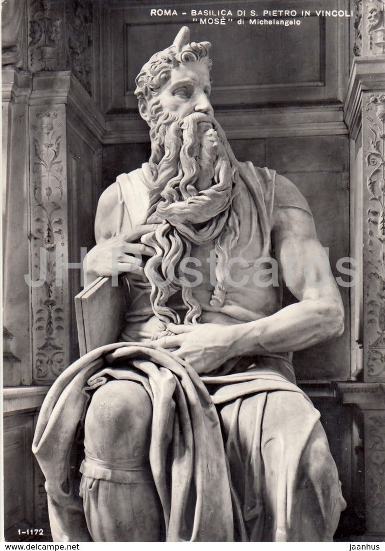 Rome - Roma - Basilica di S Pietro in Vincoli - Moses by Michelangelo - sculpture - Italy - Italia - unused - JH Postcards