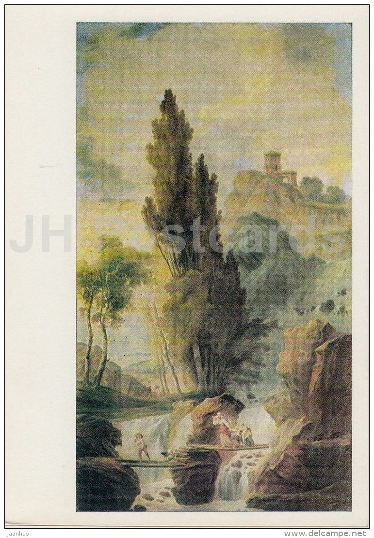 painting  by Hubert Robert - Waerfall - French art - 1971 - Russia USSR - unused - JH Postcards