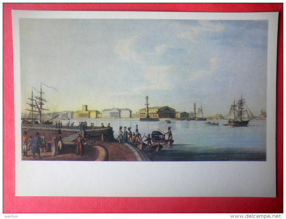 painting by B. Patersen - Exchange building . Birzha , 1807 - sailing ships - art - unused - JH Postcards