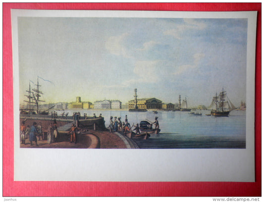 painting by B. Patersen - Exchange building . Birzha , 1807 - sailing ships - art - unused - JH Postcards