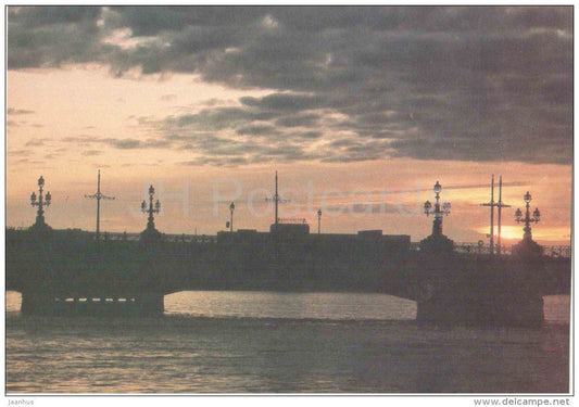 Kirov Bridge over the Neva river - White Nights - Leningrad - St. Petersburg - 1986 - Russia USSR - unused - JH Postcards